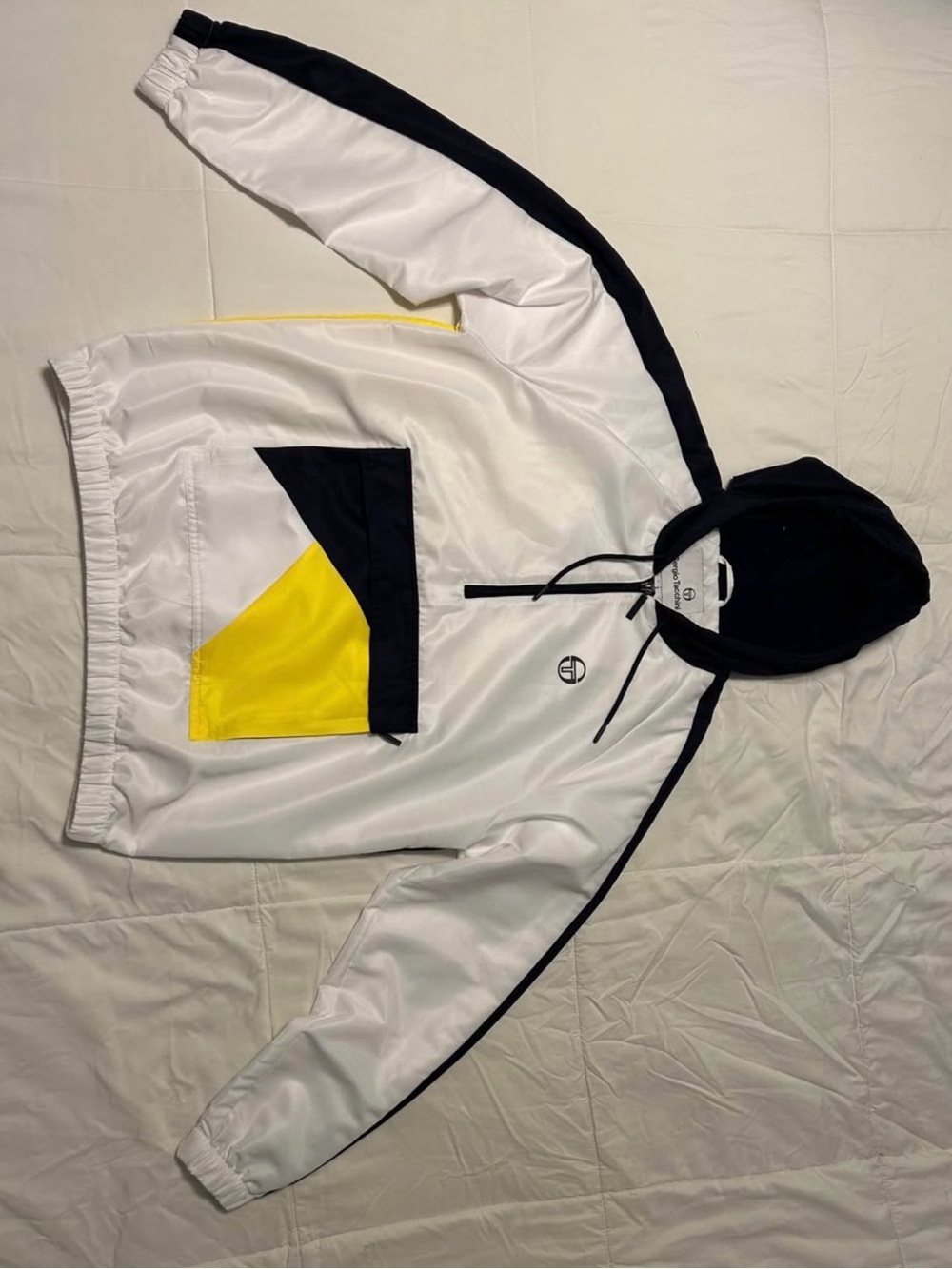 Sergio Tacchini White Yellow Navy Zip Hoodie Tracksuit